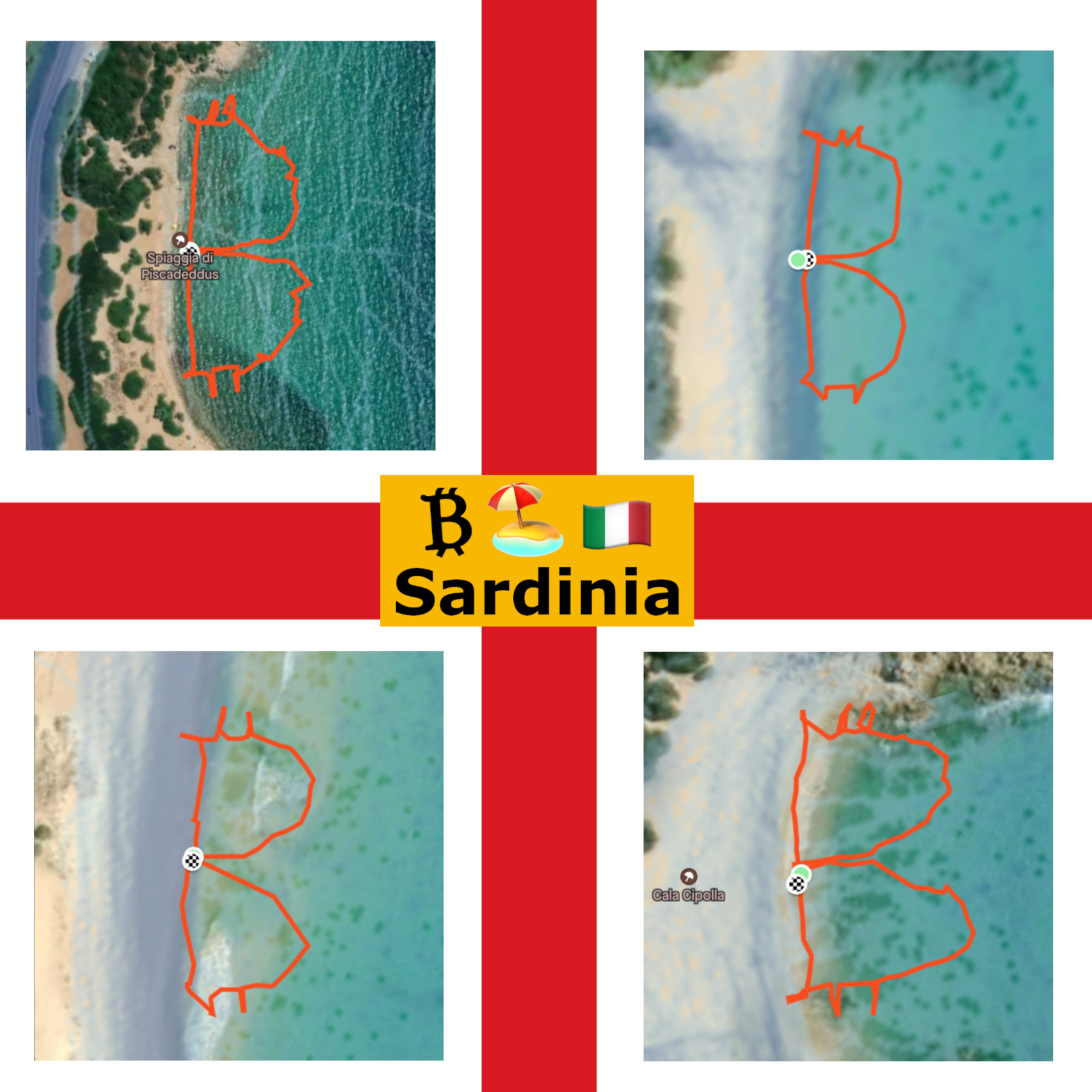 Sardinia Flag with bitcoin walks