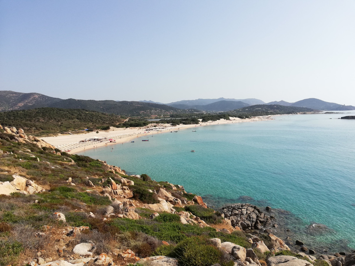 View on Su Giudeu Beach from the cliffs