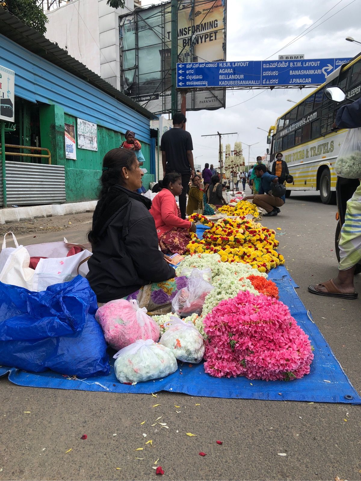 Women selling flowers on the street
