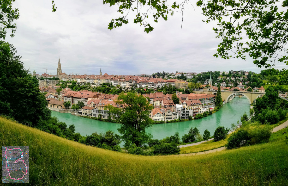 View at old city of Bern from above Bear Pit