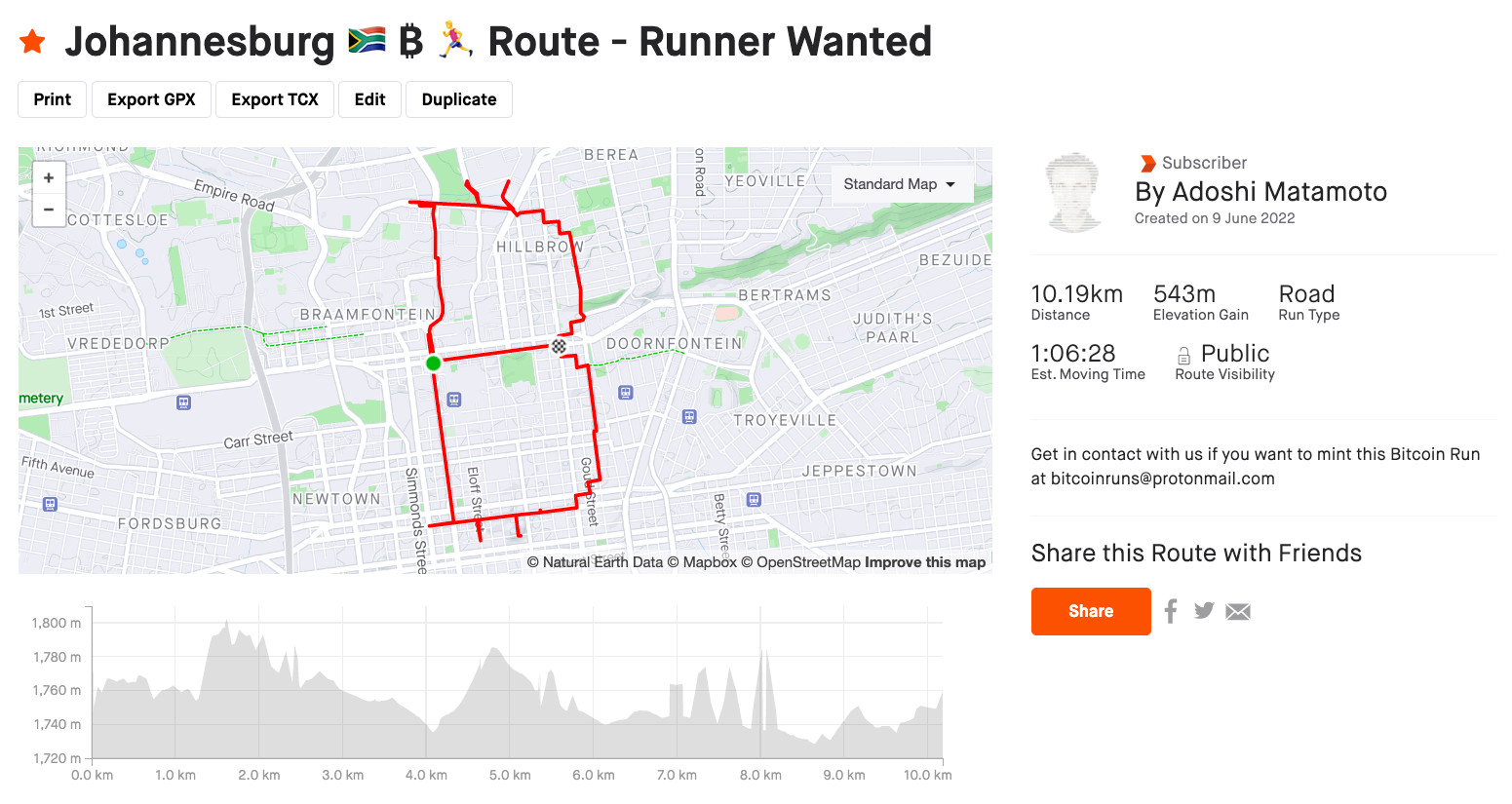 Johannesburg 🇿🇦 Bitcoin Run Sketch