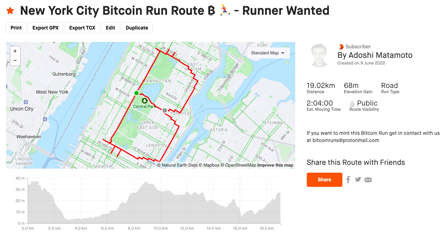 New York City Bitcoin run sketch
