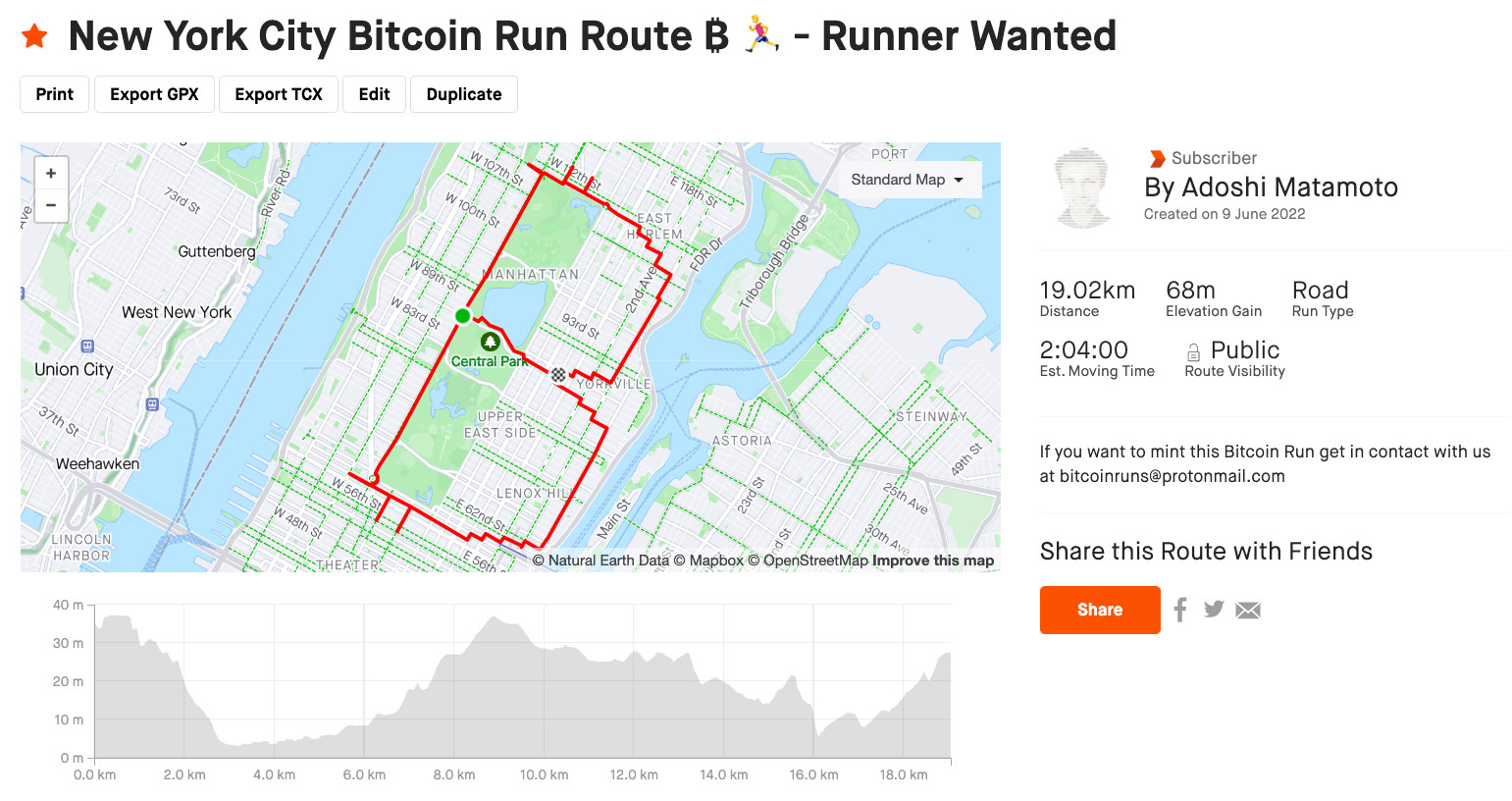 New York City Bitcoin run sketch
