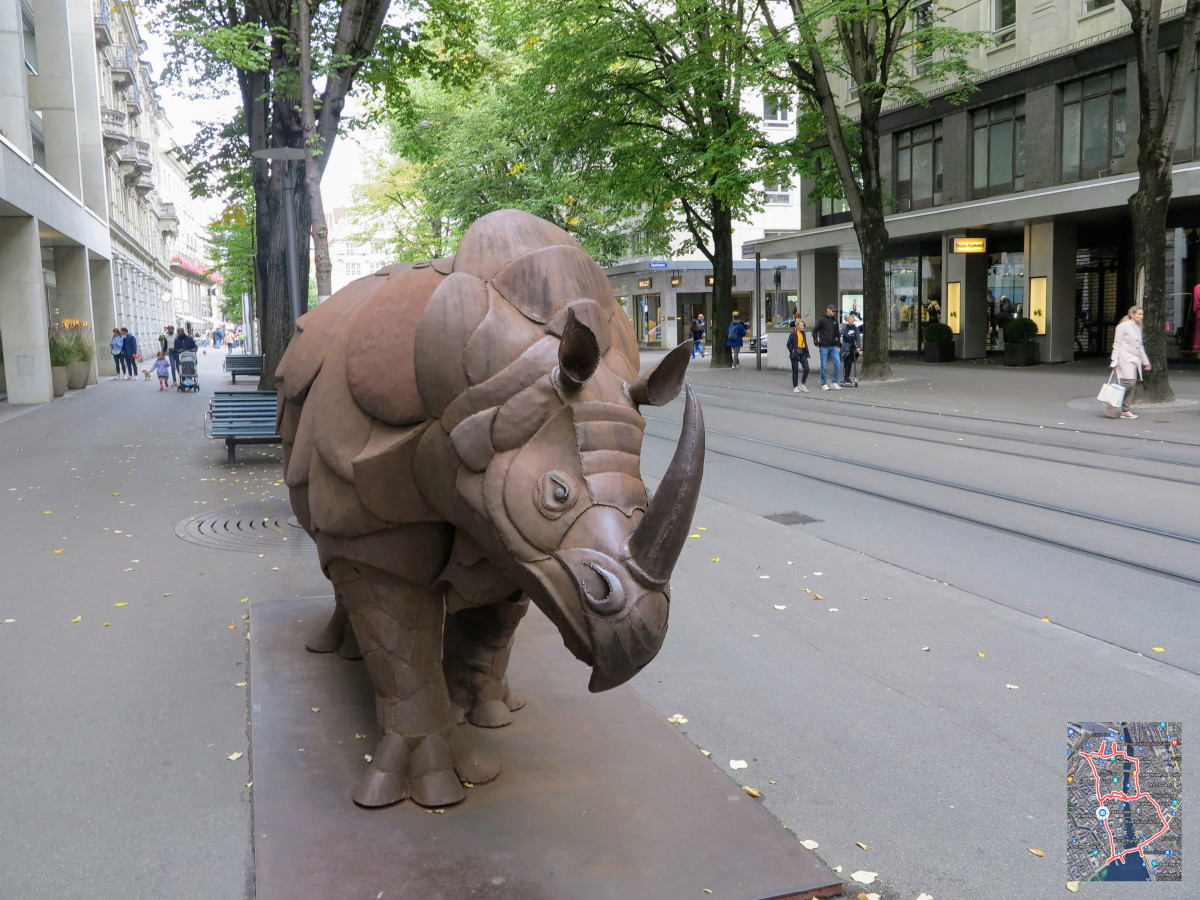 Rhino Metal Statue